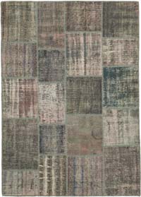 Patchwork Hand-Knotted Turkish Rug - 4' 11" x 6' 10" (59" x 82")