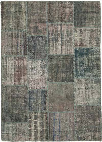 Patchwork Hand-Knotted Turkish Rug - 4' 11" x 6' 10" (59 in. x 82 in.)