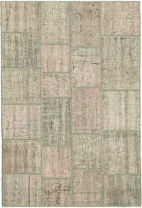 Patchwork Hand-Knotted Turkish Rug - 4' 7" x 6' 9" (55" x 81")