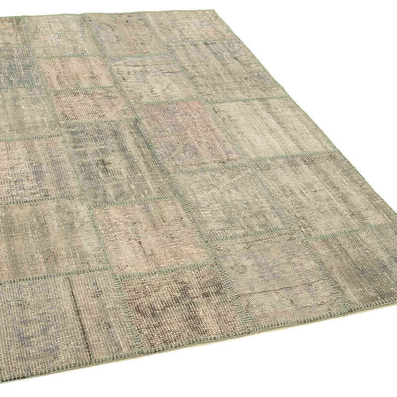 Patchwork Hand-Knotted Turkish Rug - 4' 7" x 6' 9" (55" x 81") - K0064287