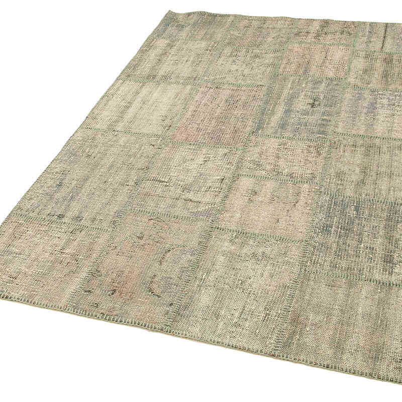 Patchwork Hand-Knotted Turkish Rug - 4' 7" x 6' 9" (55" x 81") - K0064287