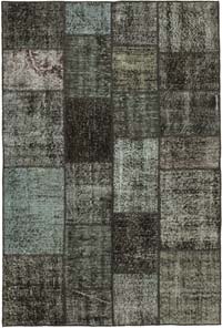 Patchwork Hand-Knotted Turkish Rug - 4' 5" x 6' 7" (53" x 79")