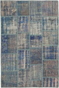 Patchwork Hand-Knotted Turkish Rug - 4' 8" x 6' 9" (56" x 81")