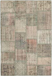 Patchwork Hand-Knotted Turkish Rug - 4' 6" x 6' 8" (54" x 80")