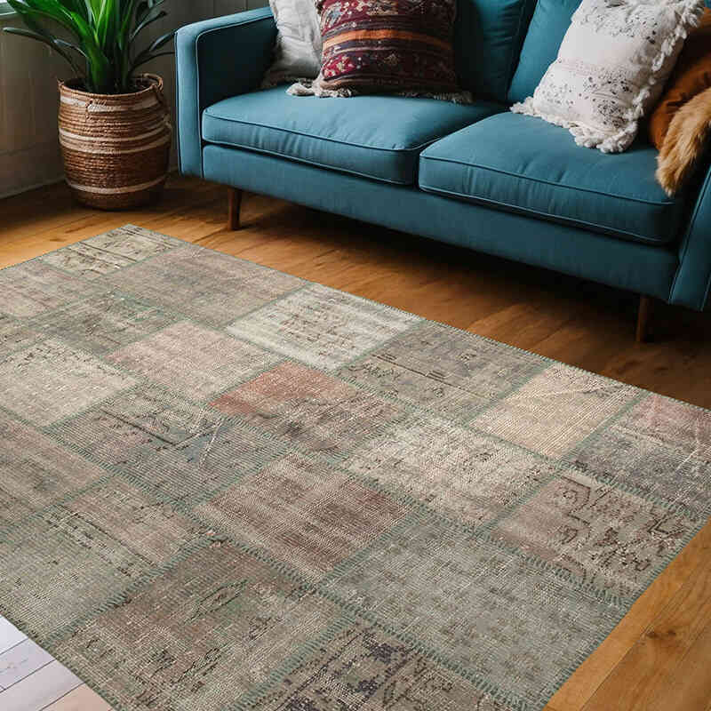Patchwork El Dokuma Halı - 138 cm x 204 cm - K0064296