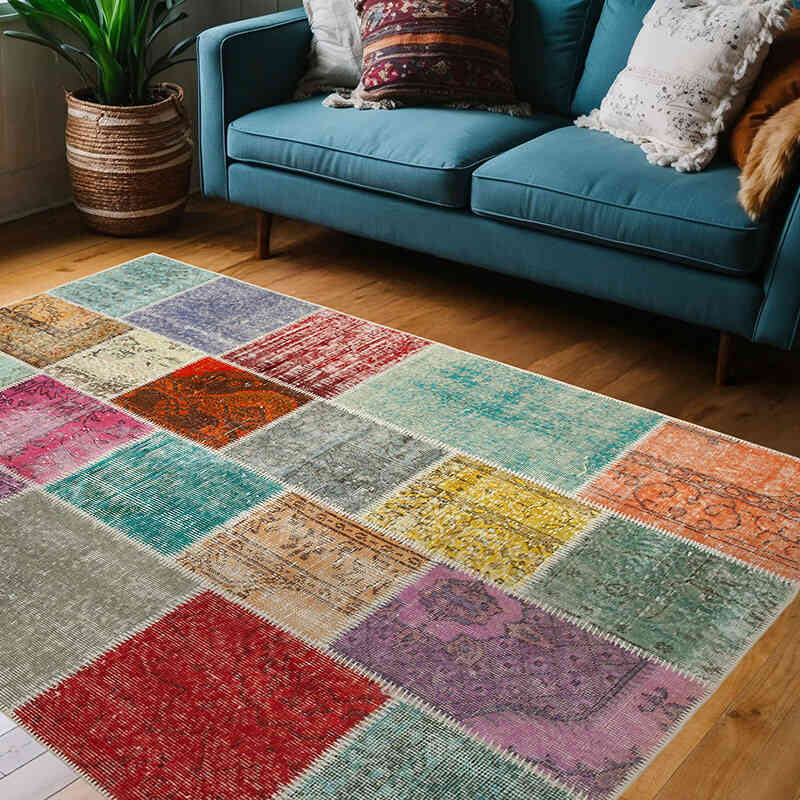 Patchwork El Dokuma Halı - 144 cm x 209 cm - K0064297