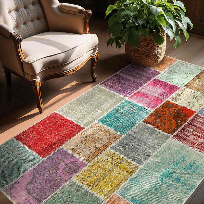 Patchwork El Dokuma Halı - 144 cm x 209 cm - K0064297