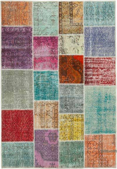Patchwork Hand-Knotted Turkish Rug - 4' 9" x 6' 10" (57 in. x 82 in.)
