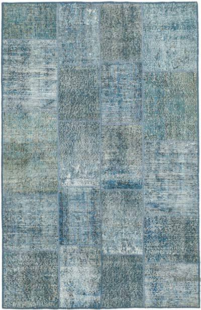 Patchwork Hand-Knotted Turkish Rug - 4' 5" x 6' 9" (53 in. x 81 in.)
