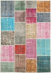 Patchwork Hand-Knotted Turkish Rug - 4' 8" x 6' 8" (56" x 80")