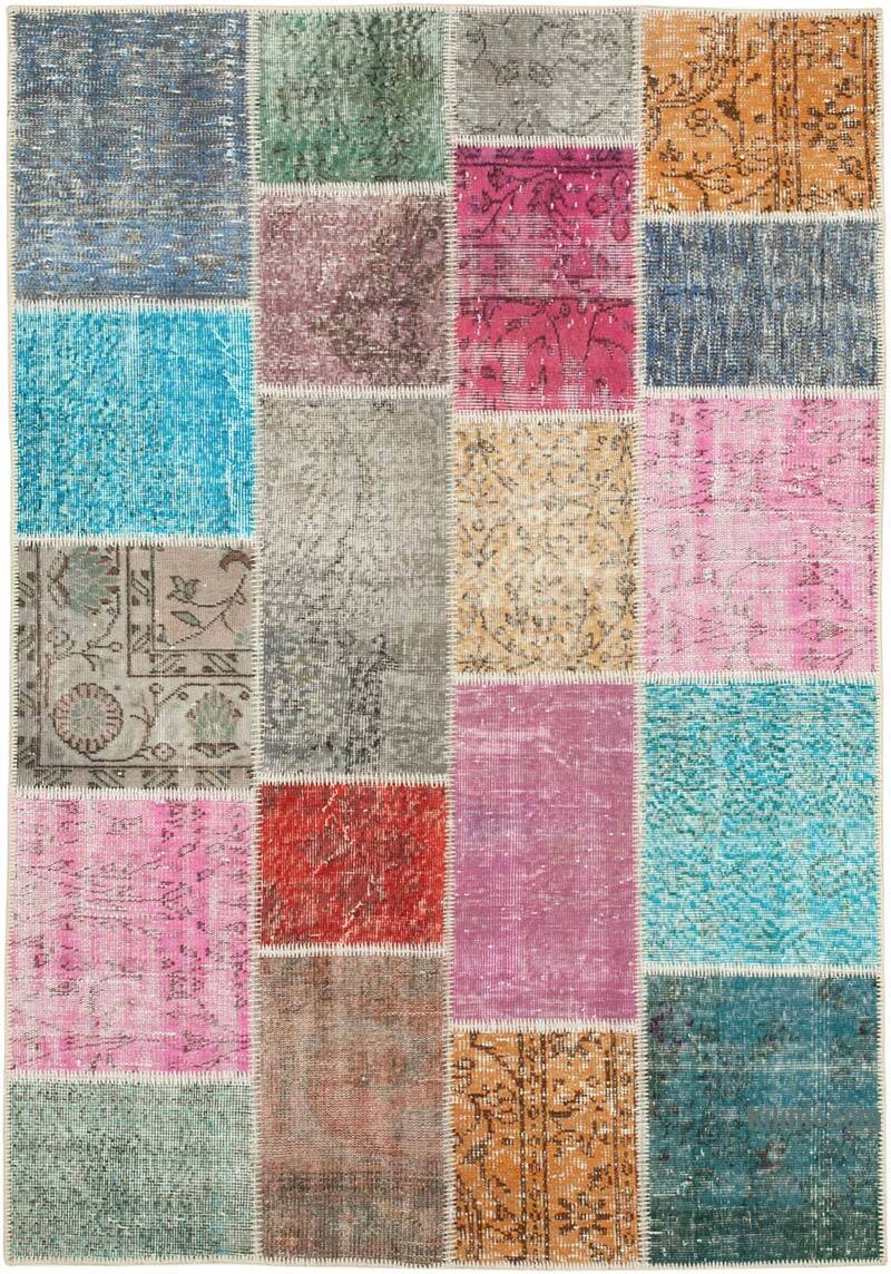 Patchwork Hand-Knotted Turkish Rug - 4' 8" x 6' 8" (56" x 80") - K0064301
