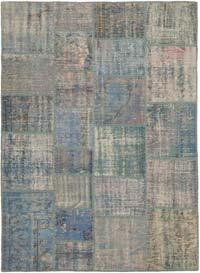 Patchwork Hand-Knotted Turkish Rug - 4' 11" x 6' 8" (59" x 80")