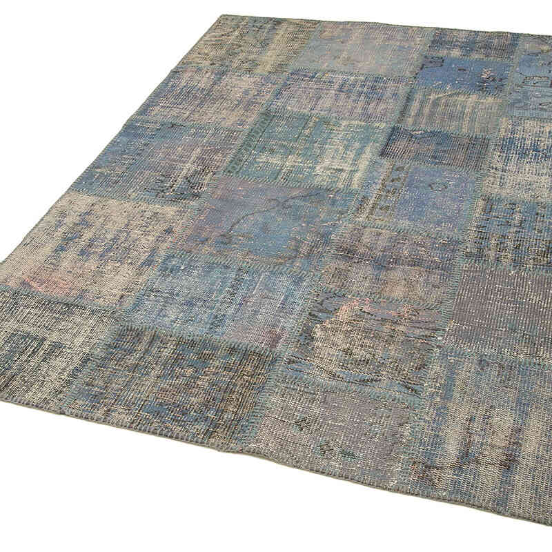 Patchwork Hand-Knotted Turkish Rug - 4' 11" x 6' 8" (59" x 80") - K0064303