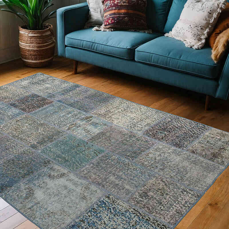 Patchwork El Dokuma Halı - 135 cm x 200 cm - K0064306