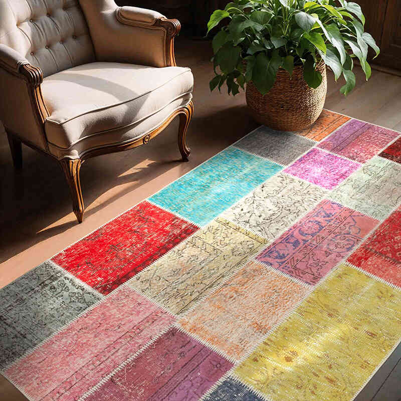 Patchwork El Dokuma Halı - 142 cm x 210 cm - K0064311