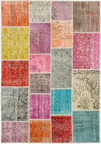 Patchwork Hand-Knotted Turkish Rug - 4' 9" x 6' 9" (57" x 81")