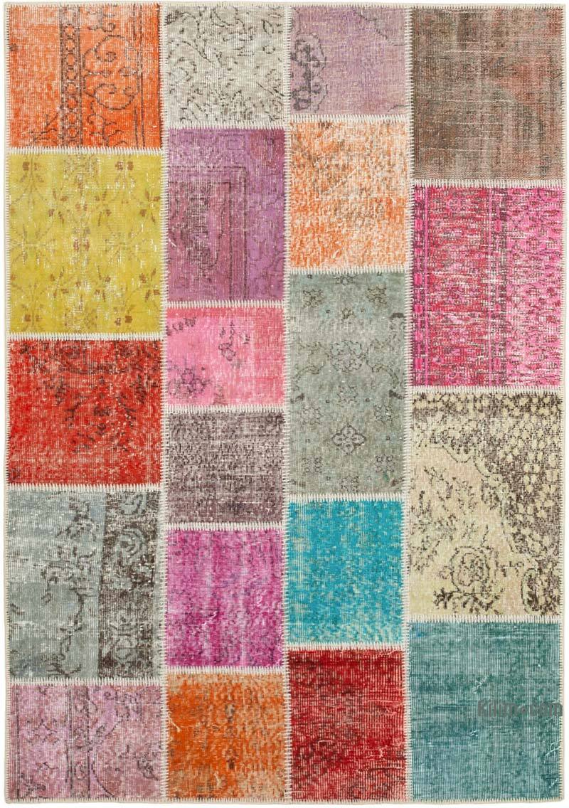 Patchwork Hand-Knotted Turkish Rug - 4' 9" x 6' 9" (57" x 81") - K0064313