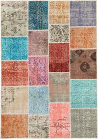 Patchwork Hand-Knotted Turkish Rug - 4' 9" x 6' 8" (57" x 80")