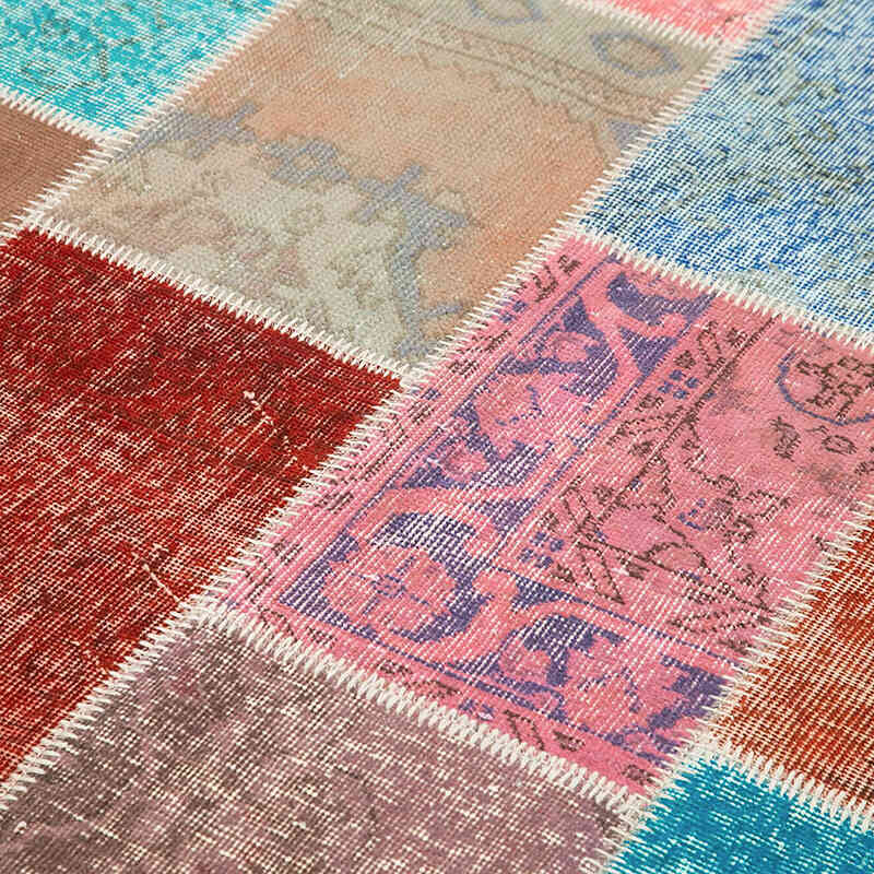 Patchwork Hand-Knotted Turkish Rug - 4' 9" x 6' 8" (57" x 80") - K0064316