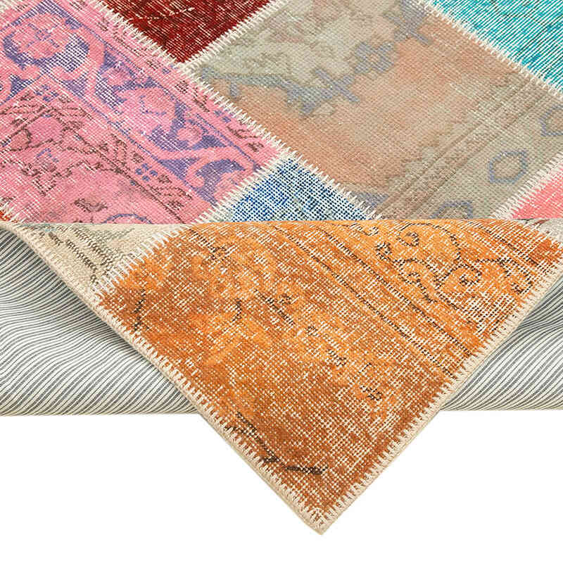 Patchwork Hand-Knotted Turkish Rug - 4' 9" x 6' 8" (57" x 80") - K0064316