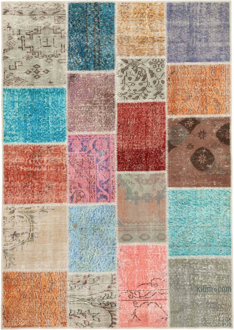 Patchwork Hand-Knotted Turkish Rug - 4' 9" x 6' 8" (57" x 80") - K0064316