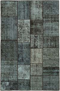 Patchwork Hand-Knotted Turkish Rug - 4' 5" x 6' 9" (53" x 81")
