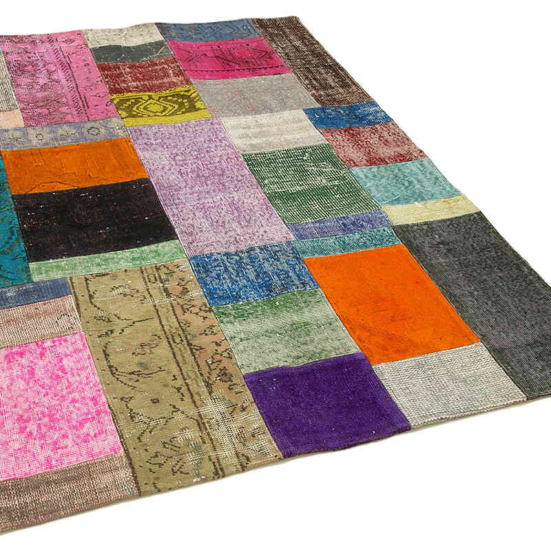 Patchwork Hand-Knotted Turkish Rug - 4' 8" x 6' 7" (56 in. x 79 in.) - K0064318