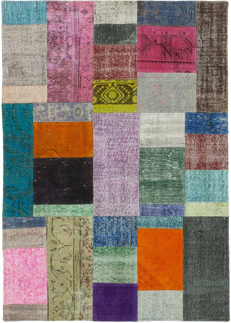 Patchwork Hand-Knotted Turkish Rug - 4' 8" x 6' 7" (56 in. x 79 in.) - K0064318