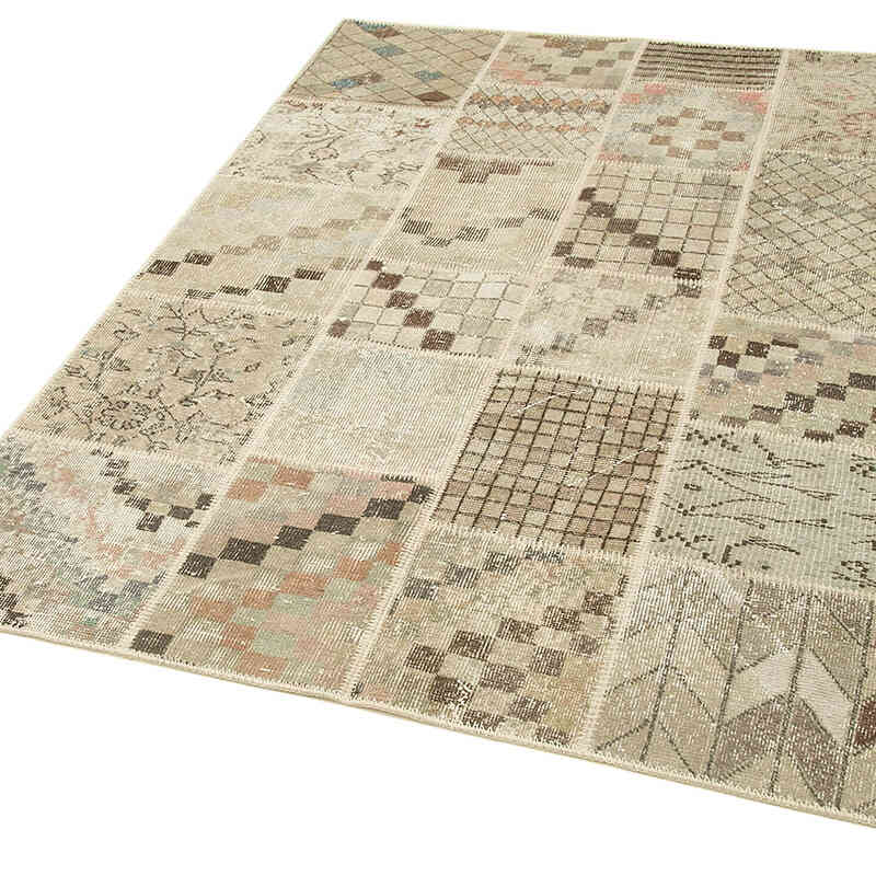 Patchwork Hand-Knotted Turkish Rug - 4' 5" x 5' 11" (53" x 71") - K0064323