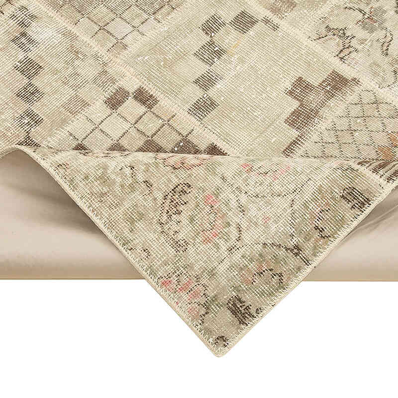 Patchwork Hand-Knotted Turkish Rug - 4' 5" x 5' 11" (53" x 71") - K0064323