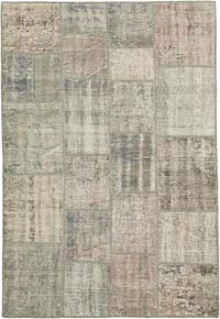Patchwork Hand-Knotted Turkish Rug - 4' 8" x 6' 8" (56" x 80")