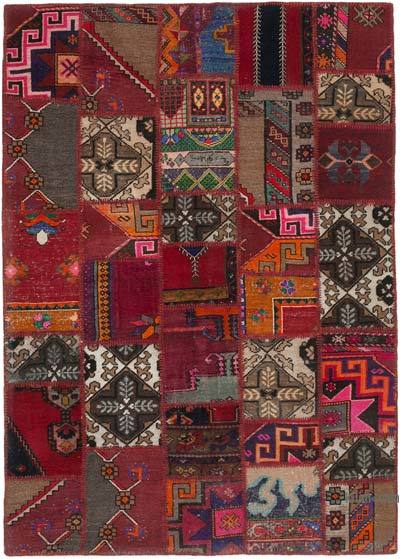 Patchwork Hand-Knotted Turkish Rug - 4' 10" x 6' 10" (58 in. x 82 in.)