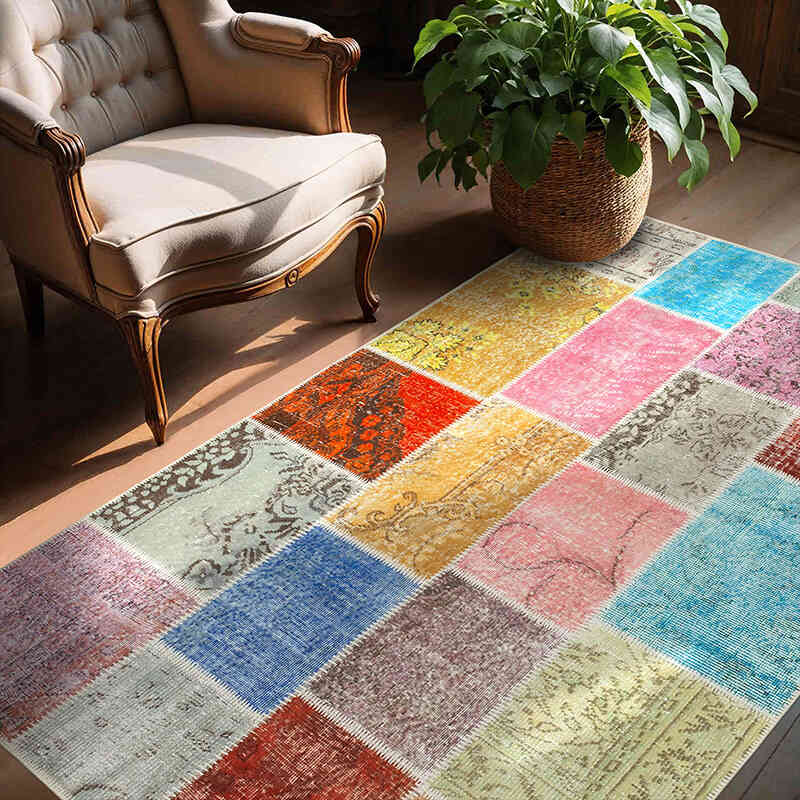 Patchwork El Dokuma Halı - 143 cm x 206 cm - K0064341