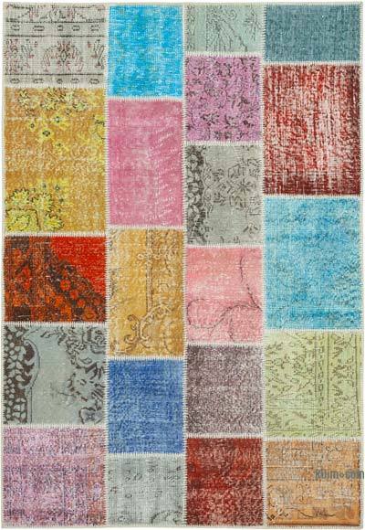 Patchwork Hand-Knotted Turkish Rug - 4' 8" x 6' 9" (56 in. x 81 in.)