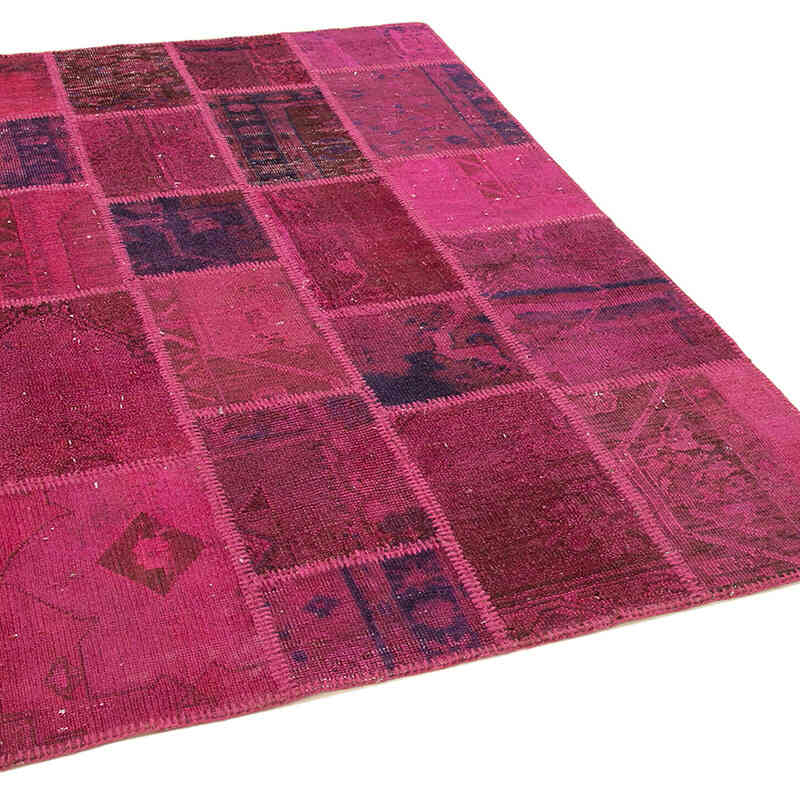 Patchwork Hand-Knotted Turkish Rug - 4' 7" x 6' 9" (55" x 81") - K0064344