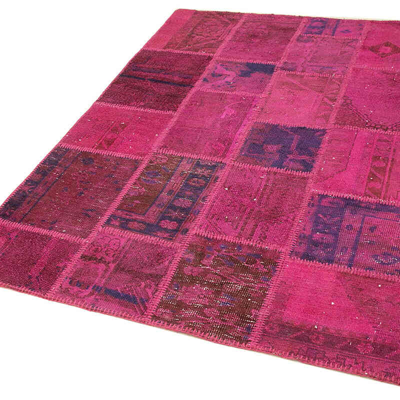 Patchwork Hand-Knotted Turkish Rug - 4' 7" x 6' 9" (55" x 81") - K0064344