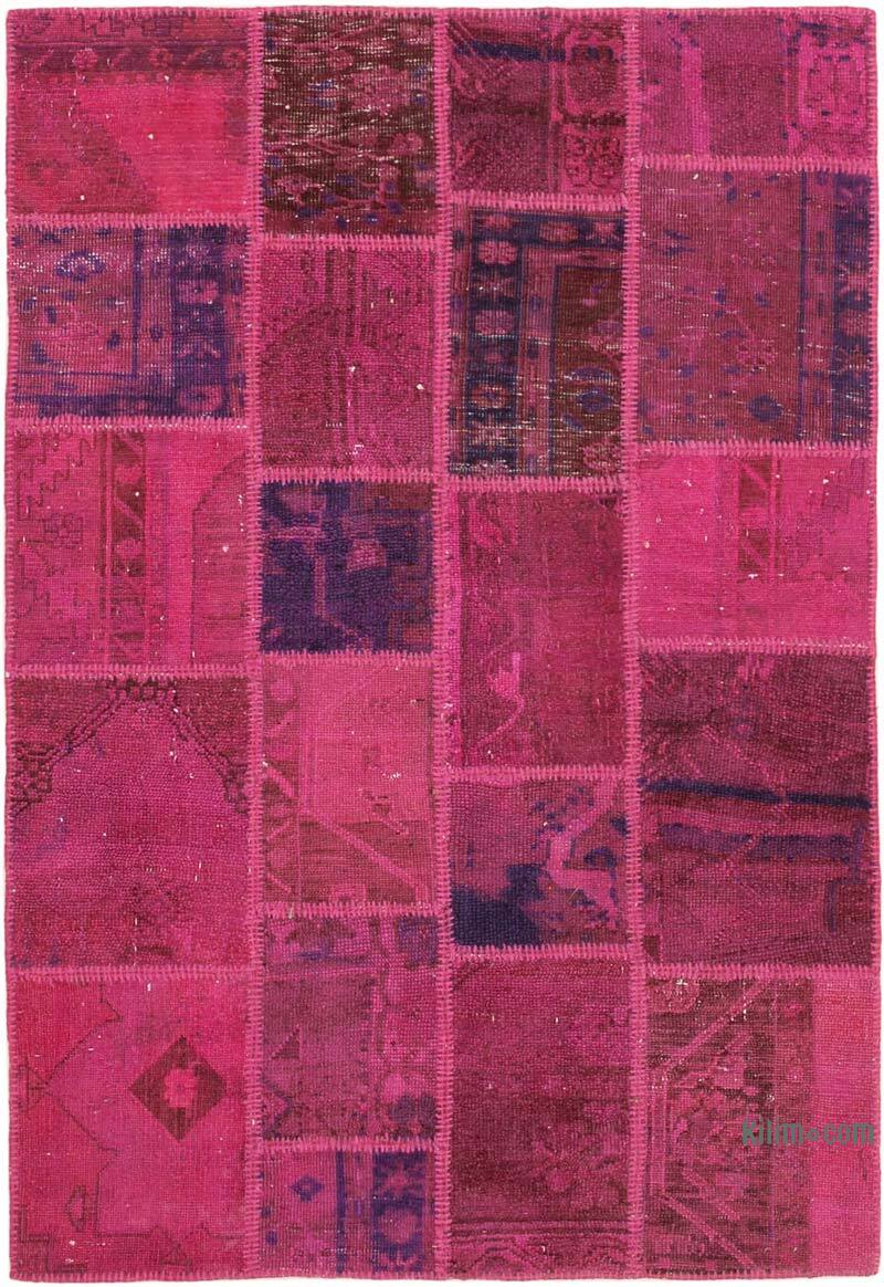 Patchwork Hand-Knotted Turkish Rug - 4' 7" x 6' 9" (55" x 81") - K0064344