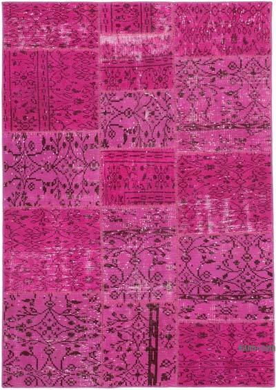 Patchwork Hand-Knotted Turkish Rug - 4' 7" x 6' 7" (55 in. x 79 in.)