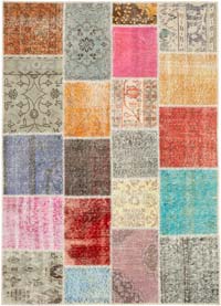 Patchwork Hand-Knotted Turkish Rug - 4' 9" x 6' 8" (57" x 80")