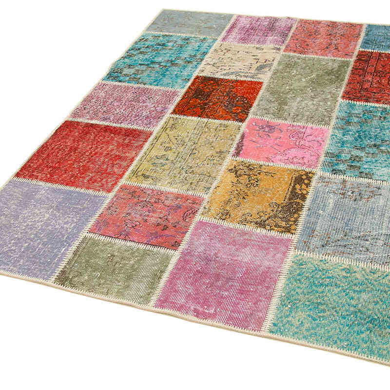 Patchwork Hand-Knotted Turkish Rug - 4' 10" x 6' 6" (58" x 78") - K0064350