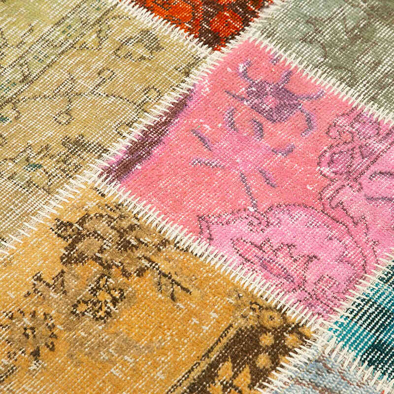 Patchwork Hand-Knotted Turkish Rug - 4' 10" x 6' 6" (58" x 78") - K0064350