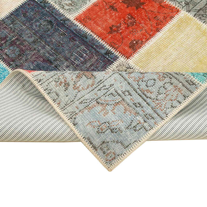 Patchwork Hand-Knotted Turkish Rug - 4' 8" x 6' 7" (56" x 79") - K0064355