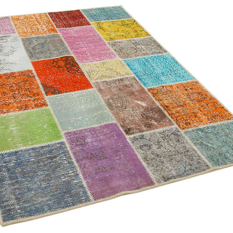 Patchwork Hand-Knotted Turkish Rug - 4' 9" x 6' 8" (57" x 80") - K0064357