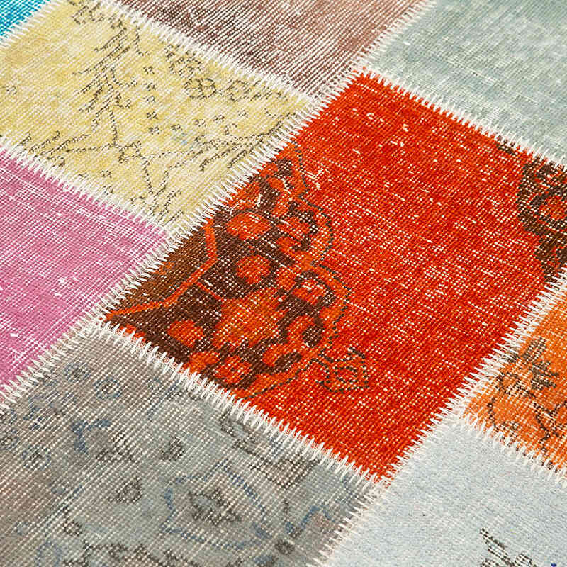 Patchwork Hand-Knotted Turkish Rug - 4' 9" x 6' 8" (57" x 80") - K0064357