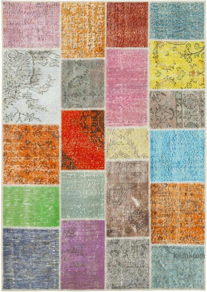 Patchwork Hand-Knotted Turkish Rug - 4' 9" x 6' 8" (57" x 80") - K0064357