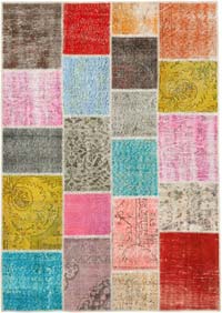 Patchwork Hand-Knotted Turkish Rug - 4' 9" x 6' 9" (57" x 81")