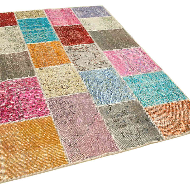 Patchwork Hand-Knotted Turkish Rug - 4' 9" x 6' 7" (57" x 79") - K0064360