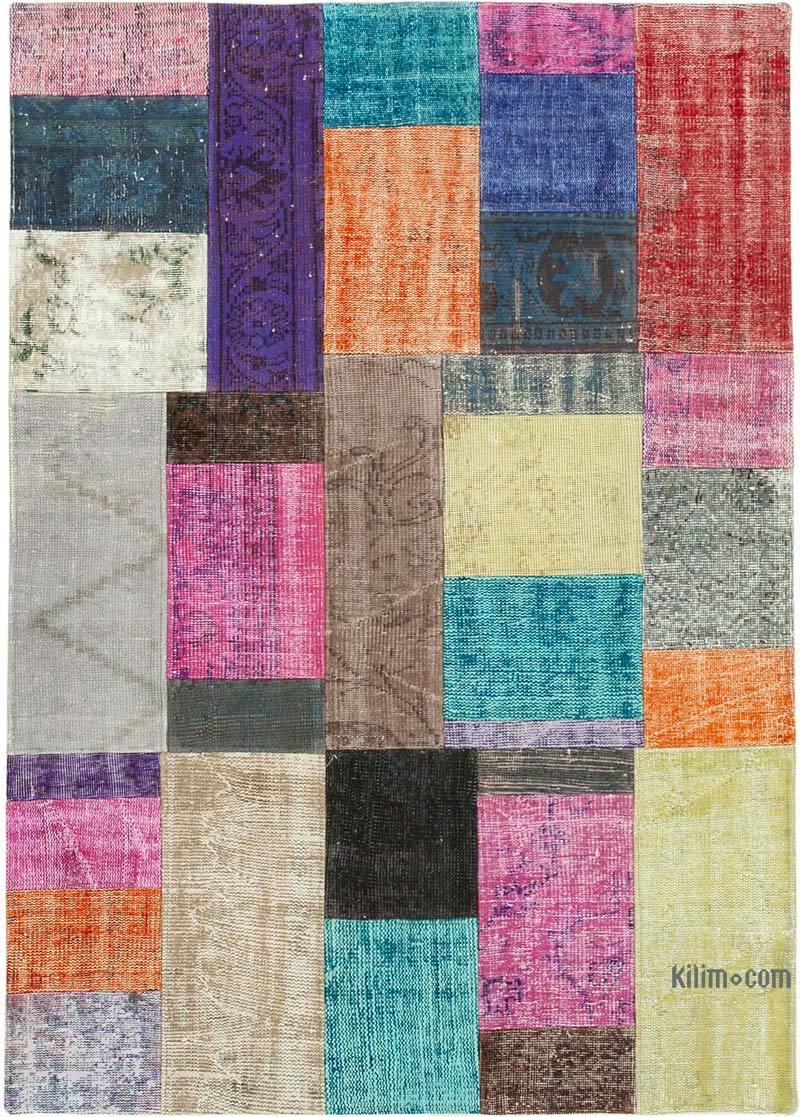 Patchwork Hand-Knotted Turkish Rug - 4' 8" x 6' 7" (56 in. x 79 in.) - K0064362