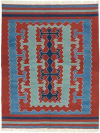 New Handwoven Turkish Kilim Rug - 6' 3" x 7' 10" (75" x 94")