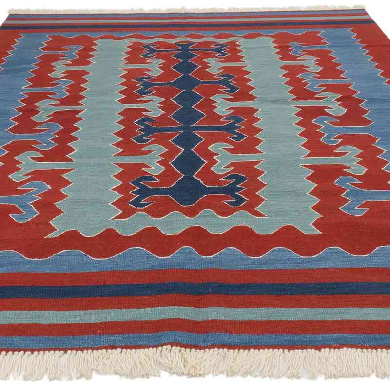 New Handwoven Turkish Kilim Rug - 6' 3" x 7' 10" (75" x 94") - K0064405